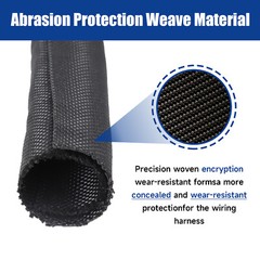 Braided Split-Sleeve Wire Loom for High-Temperature Auto Harness Wrapping 5/28ft