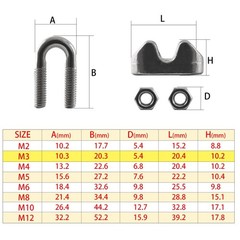 20PCS 1/8 Inch M3 304 Stainless Steel Wire Rope Cable Clip Clamp, Used for An…