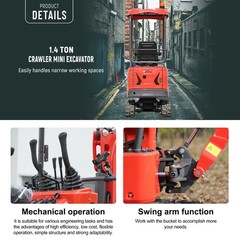 HUAYEE Mini Excavator 1.4Ton Digger 13.5HP Gas Engine EPA Hydraulic Thumb Clip