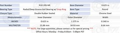 [50-Pack] R10-2RS-NR Radial/Deep Groove Ball Bearing 0.625in x 1.375in x 0.340in