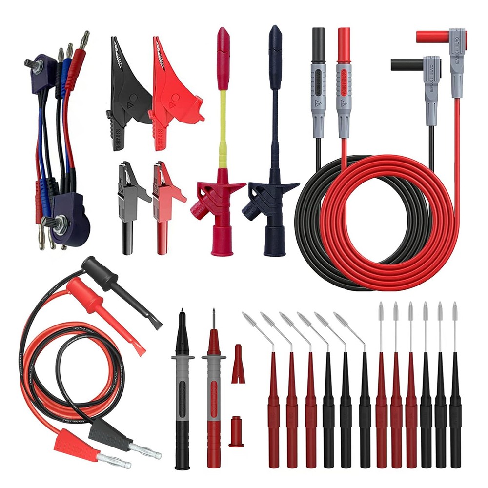 26x Electrical Multimeter Test Lead Kit Potentiometer Plug Probe Alligator Clip