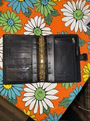 VTG Franklin Covey Black Compact Full Grain Nappa Genuine Leather 6 ring USA