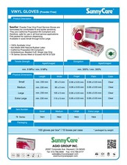 SunnyCare #7803 Vinyl Disposable Gloves Powder Free (Latex Nitrile Free) Large