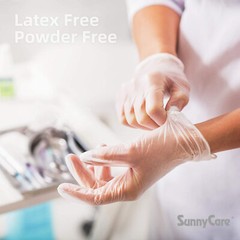 100 SunnyCare Powder Free Vinyl Gloves Food Service (Latex Nitrile Free) 🔥 M