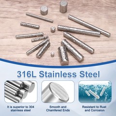 80Pcs 3 mm x 12 mm Dowel Pins 316L Stainless Steel Shelf Support Peg Pin