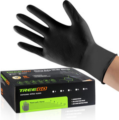 Black Nitrile Gloves 10 Mil, Heavy Duty Disposable Latex Free – Textured Grip fo