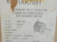 Room air conditioner motor1/3 HP 1300 RPM 4SPD 230 volt 3.2 amp 48Y Frame A