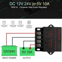DC 12V 24V Step Down to 5V 10A 50W Voltage Regulator Buck Converter