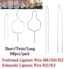 Dental Orthodontic Kobayashi Preformed Wire Metal Ligature Ties Short Long Twist