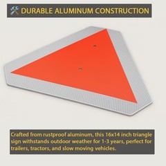 Slow Moving Vehicle Sign Dark Glow Safety Triangle Sign Aluminum Golf Carts UTV