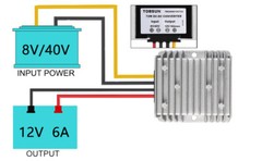 72W Buck Boost Converter DC 8-40V to DC 12V 6A Voltage Regulator Waterproof