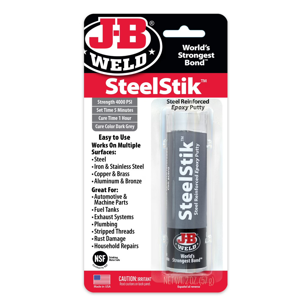 J-B Weld 8267 SteelStik Steel Reinforced Epoxy Putty Stick – 2 oz.