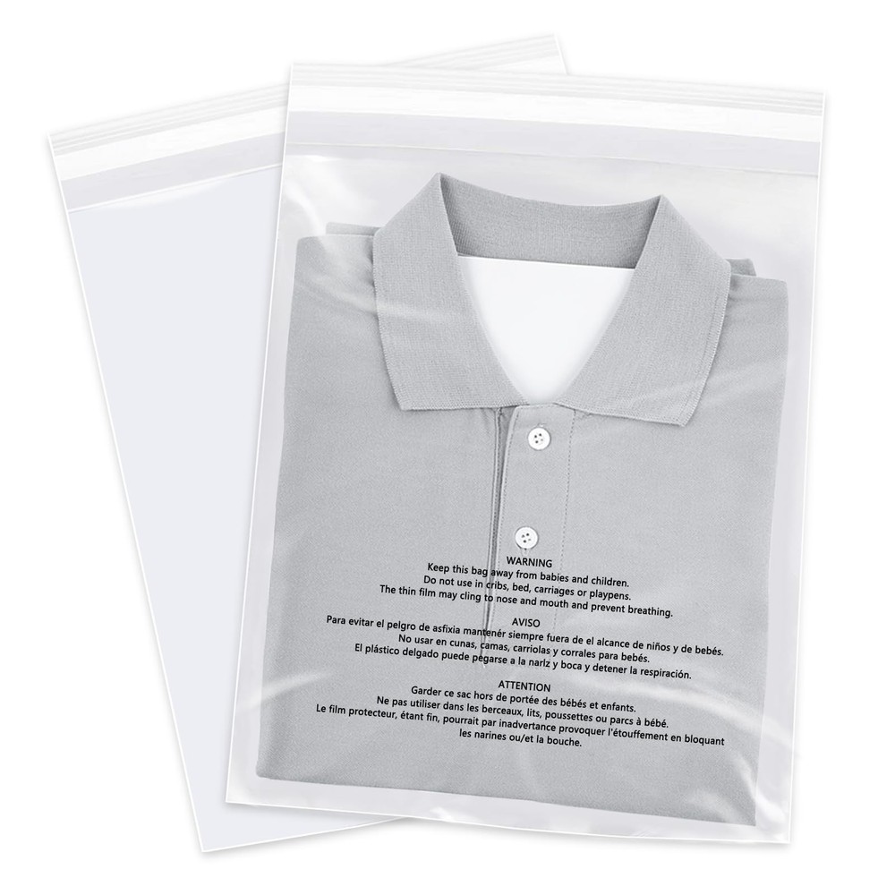WEPOLY 10×13 Clear Poly Bags 1000 Count Self Seal for Clothing FBA
