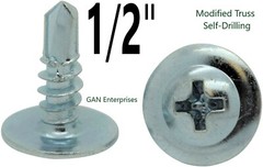 Modified Truss Head #8 x 1/2″ to 3″ Phillips Self Drilling Screws, Zinc