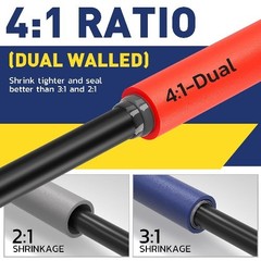 41 Heat Shrink Tubing Kit 600PCS 1.75 Length 7 Sizes 3/32 to 3/4 Total 87.5Ft