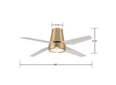 GLUCKSTEINELEMENTS Hugh 52″ LED Indoor Brushed Brass Fan with White Blades