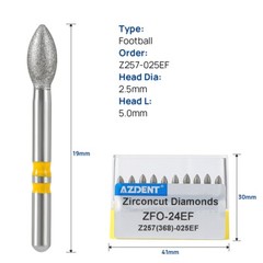 AZ Dental Zirconia Oxide Cutting Diamond Burs ceramic Drills FG1.6mm 10Pcs/Pack