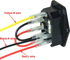 10A 250V Power Socket Inlet Module Plug Switch 10A Fuse with Wiring，Iec320 C14 P