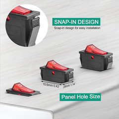 8/24Pcs AC 250V/15A 125V/20A Illuminated LED On/Off SPST 3 Pin 2 Position Mini B