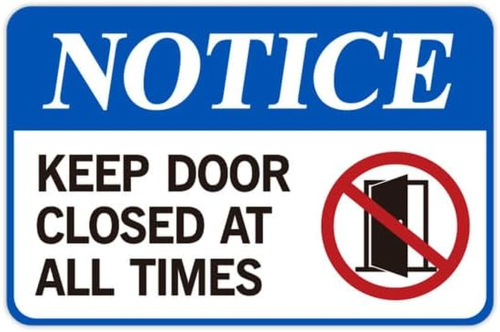 Keep Door Closed Sign，Self-Adhesive Weatherproof and Fade-Resistant Please Keep