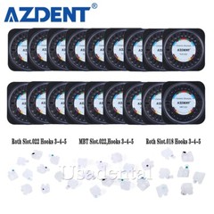 AZDENT Dental Orthodontic Ceramic Brackets MBT Roth 022/018 345 Hooks Braces