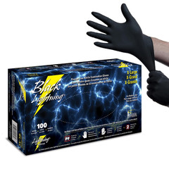 Black Lightning Exam Gloves, Disposable, Powder-Free Nitrile Gloves (1000, Mediu