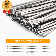 100Pcs Metal Zip Ties 11.8In Stainless Steel Self Locking Heavy Duty Cable Ties