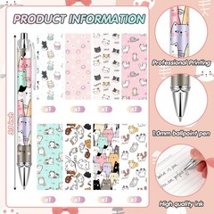 Ireer 8 Pcs Ballpoint Pens for Women 1.00 mm Cute Black Ink as picture shown