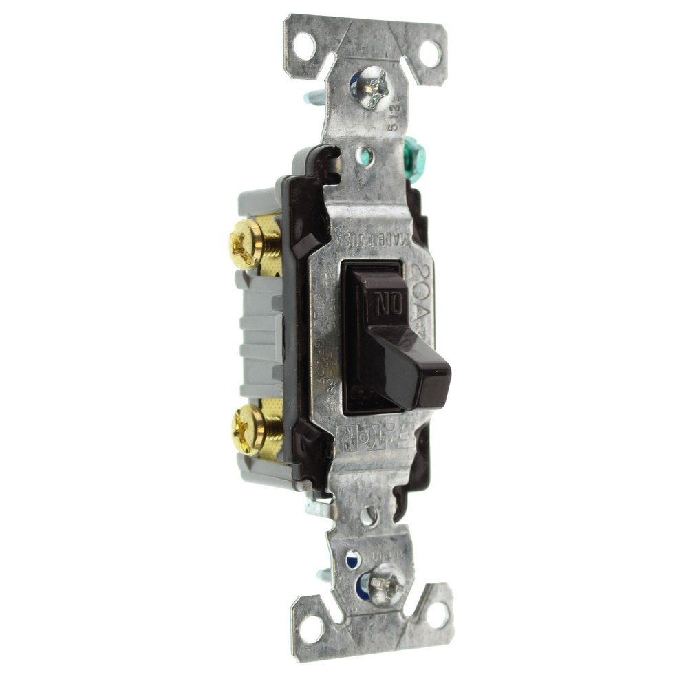 EATON COOPER CS320B-SP-L TOGGLE SWITCH, 3-WAY, GROUNDING, 15A, 120/277V, BROWN