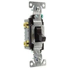 EATON COOPER CS320B-SP-L TOGGLE SWITCH, 3-WAY, GROUNDING, 15A, 120/277V, BROWN