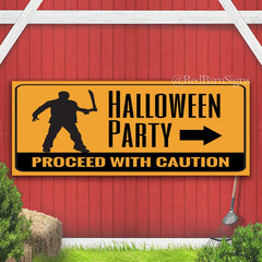 Halloween Party Caution Indoor Outdoor Banner Sign with grommets