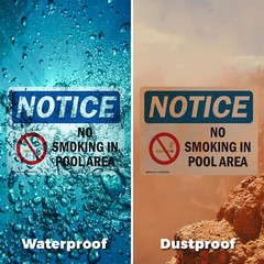(2 Pack) No Smoking In Pool Area OSHA Notice Sign Decal Metal Plastic