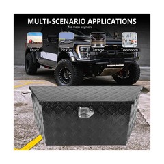 BLACKHORSE-RACING 39inch Aluminum Trailer Tongue Box with Lock & Keys, Stripe…