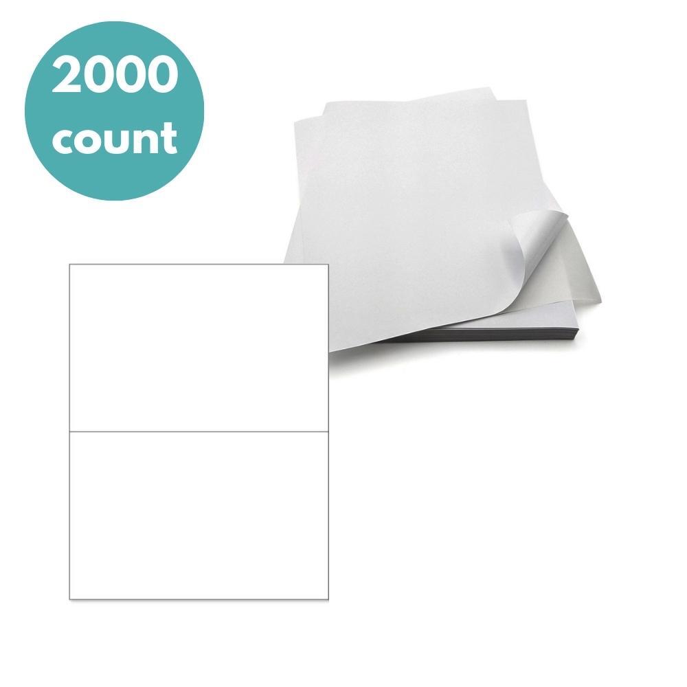 8.5″ x 5.5″ Address Mailing White Label Sheets – 2000 Sheets/2 Labels Per Sheet