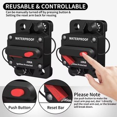 300A AMP Circuit Breaker Fuse Reset 12V-48V DC Car Boat Auto Waterproof
