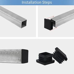 1″x1″ Square Tube End Cap Plastic Plugs 12 Pack, 1×1 1 Inch Square Tubing Plug