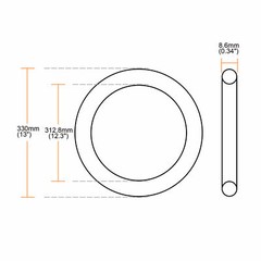 Black Universal O-Ring 330mm x 8.6mm Nitrile Rubber Oil Seal Washers Grommets
