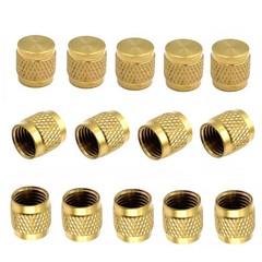 60 Pcs Schrader Valve Caps, Brass 1/4″ Flare Caps Round HVAC 0.25 Inch,