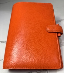 Rare HTF Filofax Orange Leather Finsbury Personal Organizer Planner 7.5″Ht 5.25W