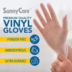 SunnyCare #7803 Vinyl Disposable Gloves Powder Free (Latex Nitrile Free) Large