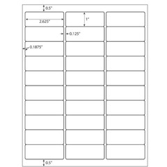 1 x 2 5/8 60000 Address Blank Shipping Adhesive Labels Compatible 2.625 x 1 30UP