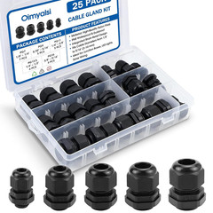 25 Pack Cable Gland Kit – IP68 Waterproof Nylon Cord Grip Connectors PG7 to PG16