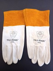 Tillman 24CL Leather TIG Welding Gloves 4″ Cuff Large Gold & White