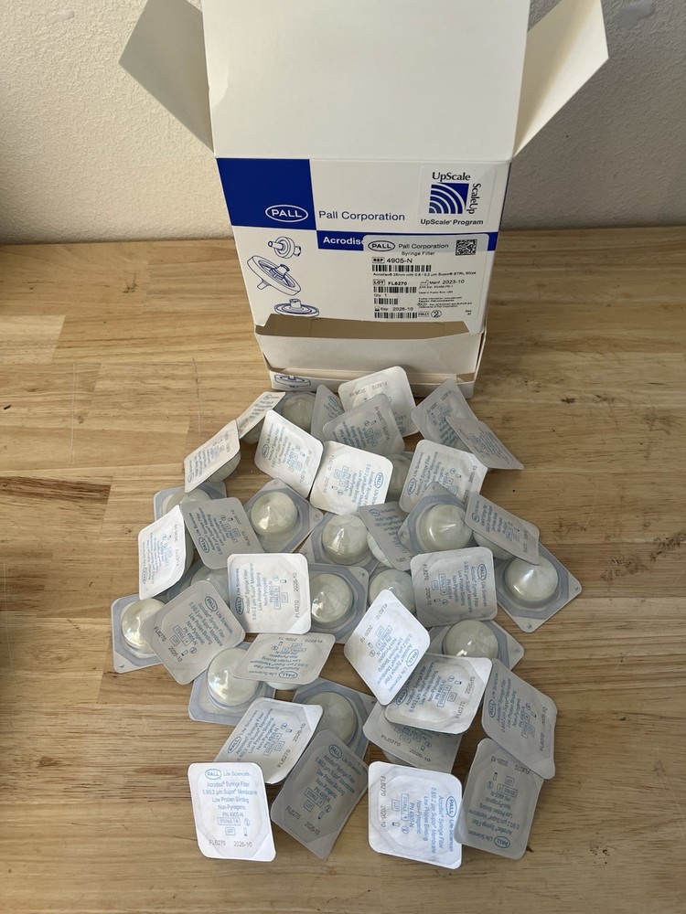 NEW- PALL Acrodisc 25mm Syringe Filters w 0.8/0.2um 50/Pk PN 4905N, 40 PCs