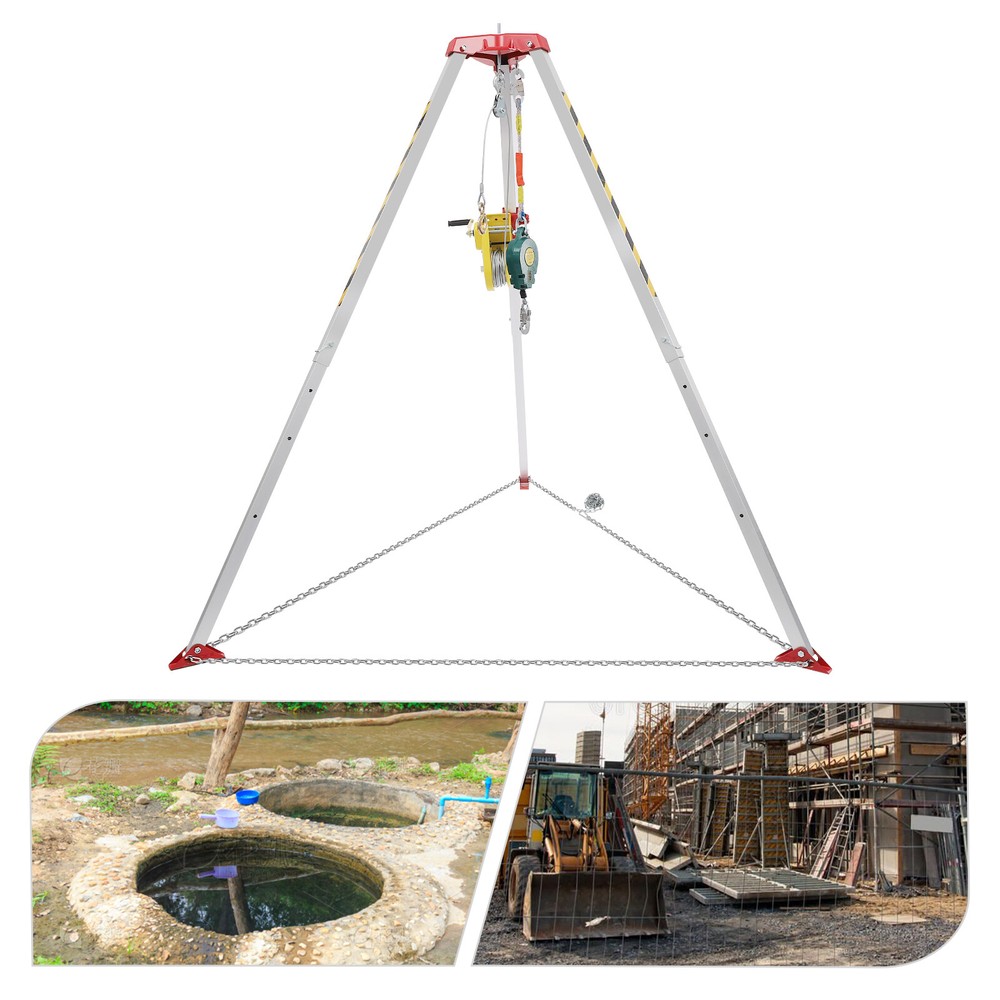 Confined Space Tripod Kit,2600 lbs Winch Sewer Rescue Tripod,5.2-8ft Work Height