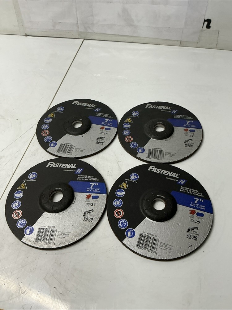 Lot 4 Fastenal 0898861 7” x 1/4” x 7/8” Type 27 Grinding Wheels W-687