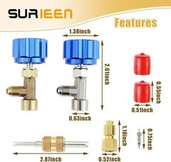 Refrigerant Can Tap R134A Self‑Sealing & Puncture Valve + Tank Adapter Kit Bl