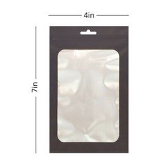 4x7in Black Matte Foil Mylar Flat Zip Seal Bag w/ Desiccant & Window & Euro Slot
