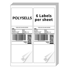 4×3-1/3 Shipping Labels 6 Per Sheet 6UP Printable Sticker Paper for Laser Inkjet
