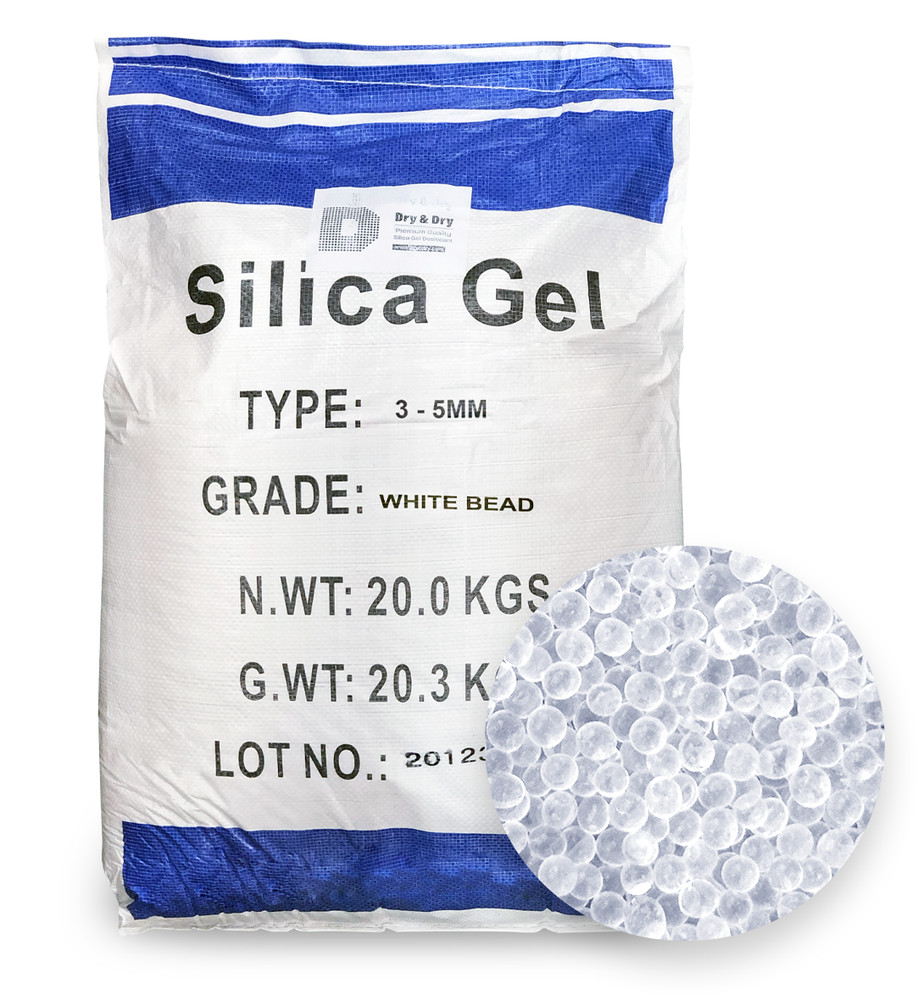 [44 LBS] White Premium Silica Gel Beads (3-5 mm) -(1 Sack of 44 LBS)